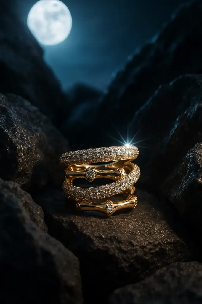 Anti Tarnish Bamboo Diamond ring