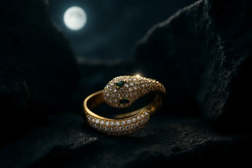 Anti Tarnish Diamond  Snake Ring