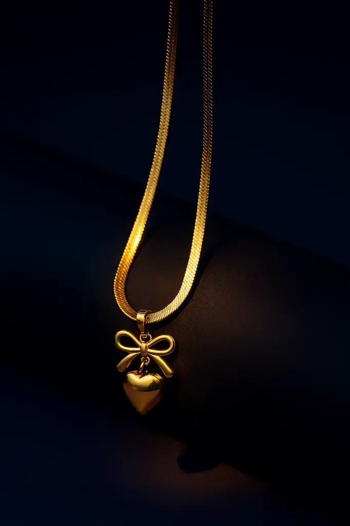 Anti Tarnish Bow Heart Pendant