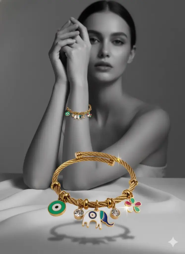 Anti Tarnish Evil Eye Charms Bracelet