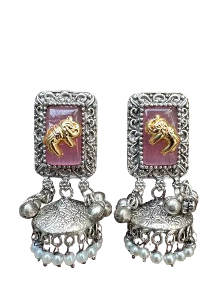 Dual tone jhumka earring