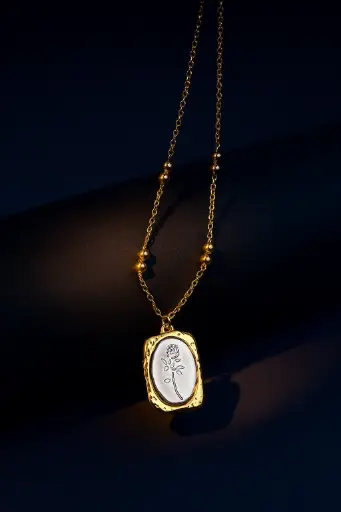 Anti Tarnish Gold & Silver Rose Pendant
