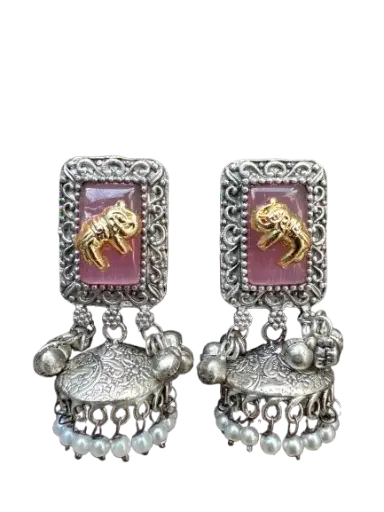 Dual tone jhumka earring