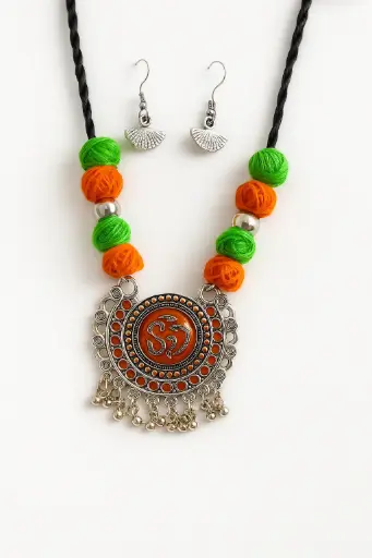 Multi color cotton thread necklace