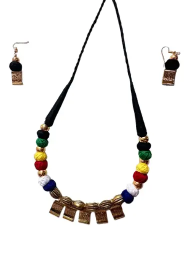 Multicolor charm cotton thread necklace