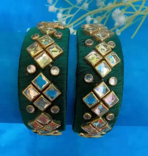 Green silk thread bangle