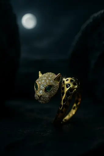 Panther anti tarnish ring under moon light
